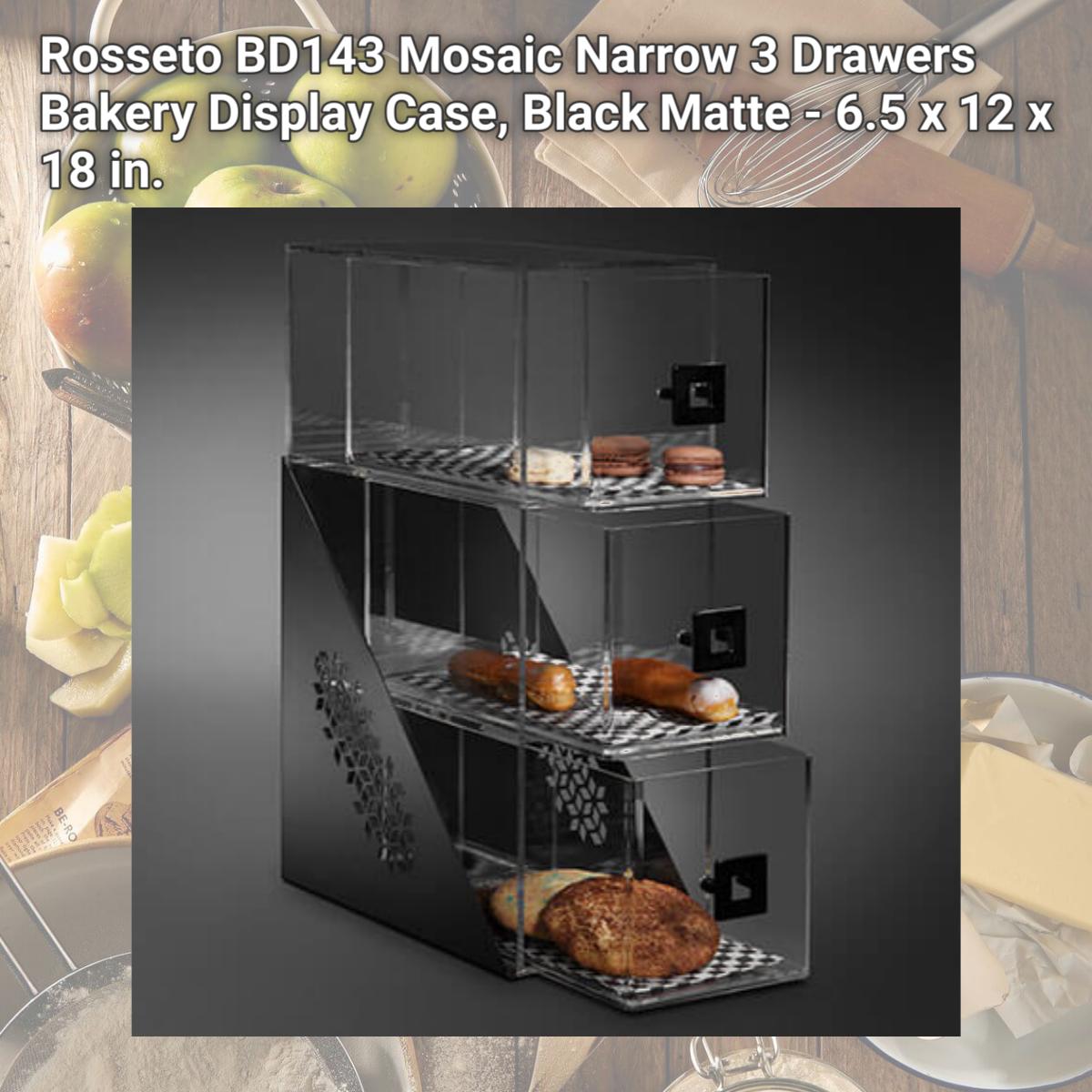 Picture of Rosseto BD143 Mosaic Narrow 3 Drawers Bakery Display Case, Black Matte - 6.5 x 12 x 18 in.