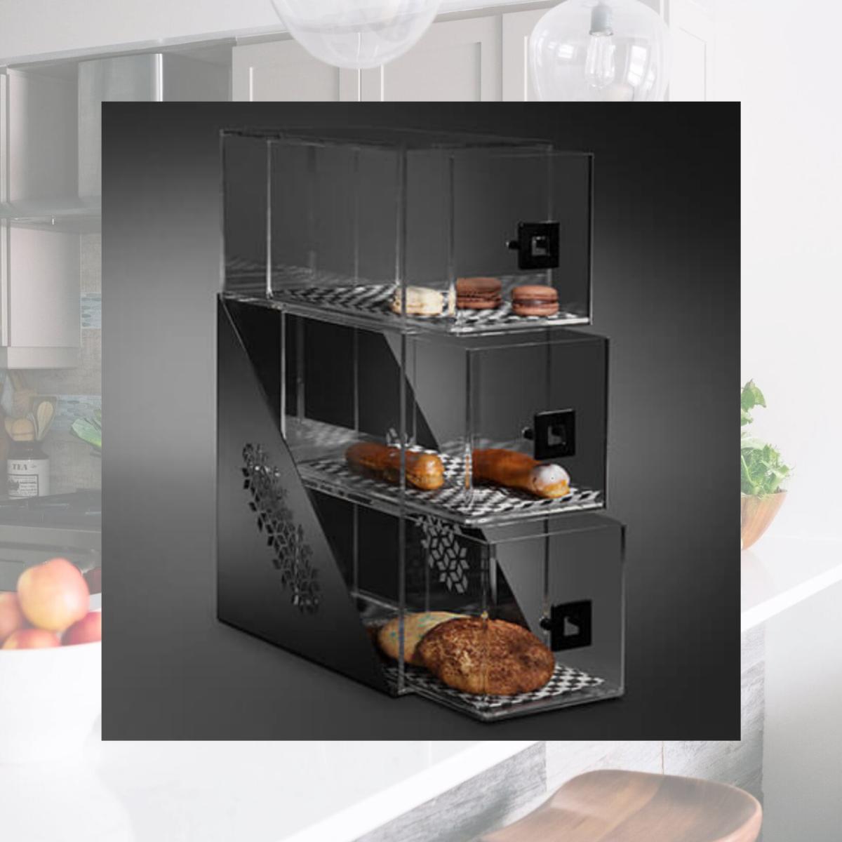 Picture of Rosseto BD143 Mosaic Narrow 3 Drawers Bakery Display Case, Black Matte - 6.5 x 12 x 18 in.