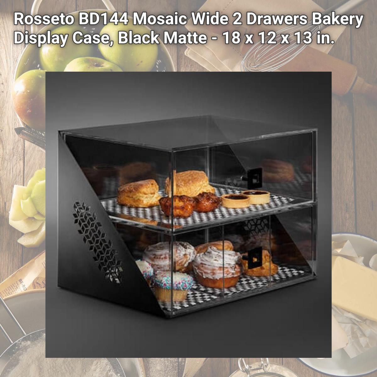 Picture of Rosseto BD144 Mosaic Wide 2 Drawers Bakery Display Case, Black Matte - 18 x 12 x 13 in.