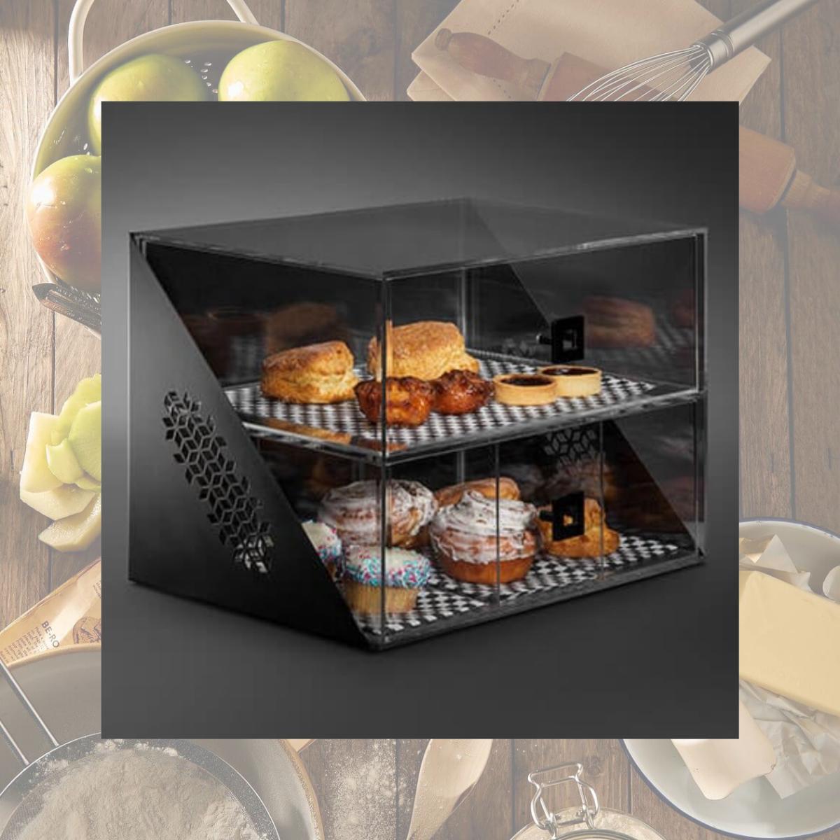 Picture of Rosseto BD144 Mosaic Wide 2 Drawers Bakery Display Case, Black Matte - 18 x 12 x 13 in.