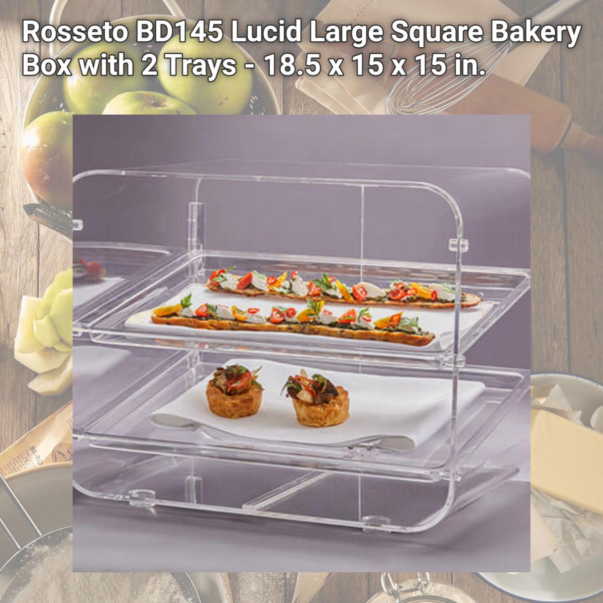 Picture of Rosseto BD145 Lucid Large Square Bakery Box with 2 Trays - 18.5 x 15 x 15 in.