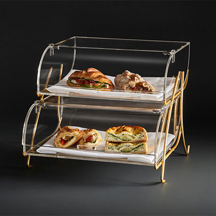 Rosseto Bk020 2-tier Clear Acrylic Bakery Display Case With Brass Metal Stand