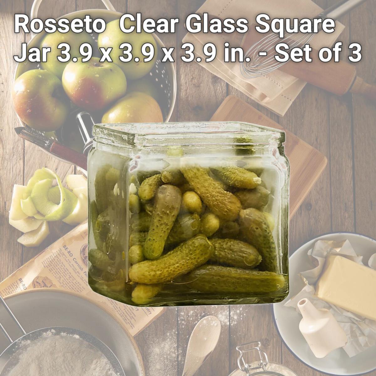 Picture of Rosseto GLS024 Clear Glass Square Jar, 3.9 x 3.9 x 3.9 in. - Set of 3