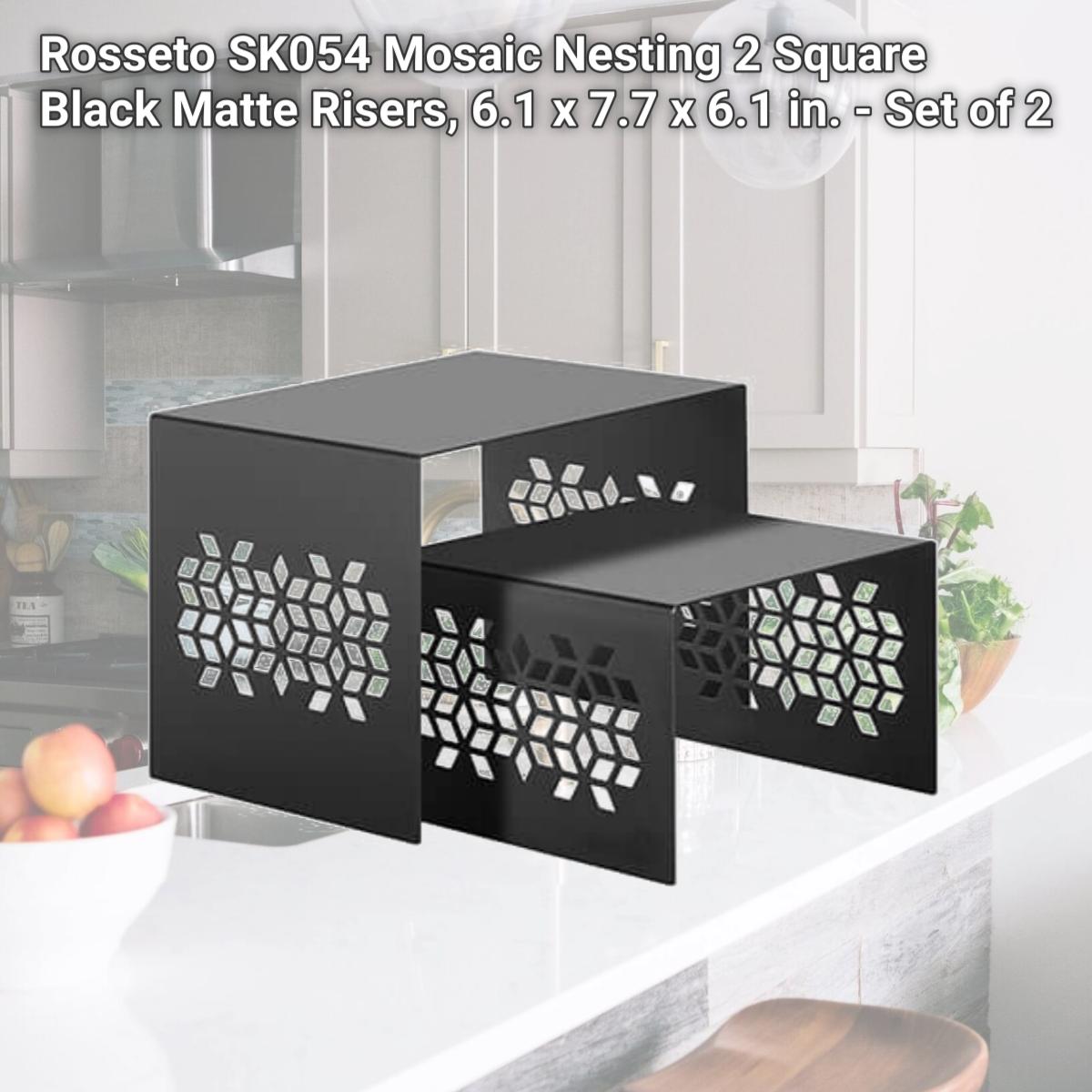 Picture of Rosseto SK054 Mosaic Nesting 2 Square Black Matte Risers, 6.1 x 7.7 x 6.1 in. - Set of 2