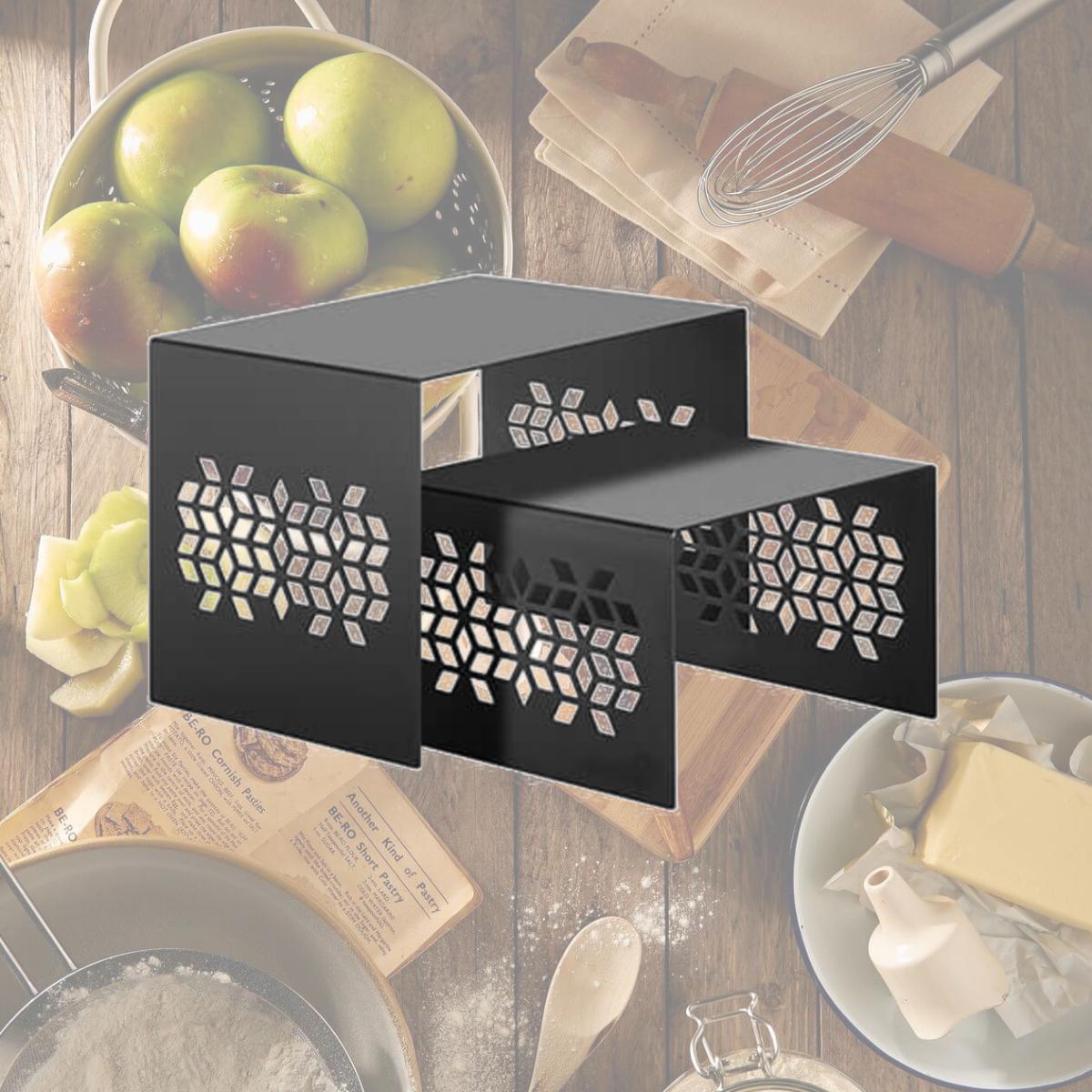 Picture of Rosseto SK054 Mosaic Nesting 2 Square Black Matte Risers, 6.1 x 7.7 x 6.1 in. - Set of 2