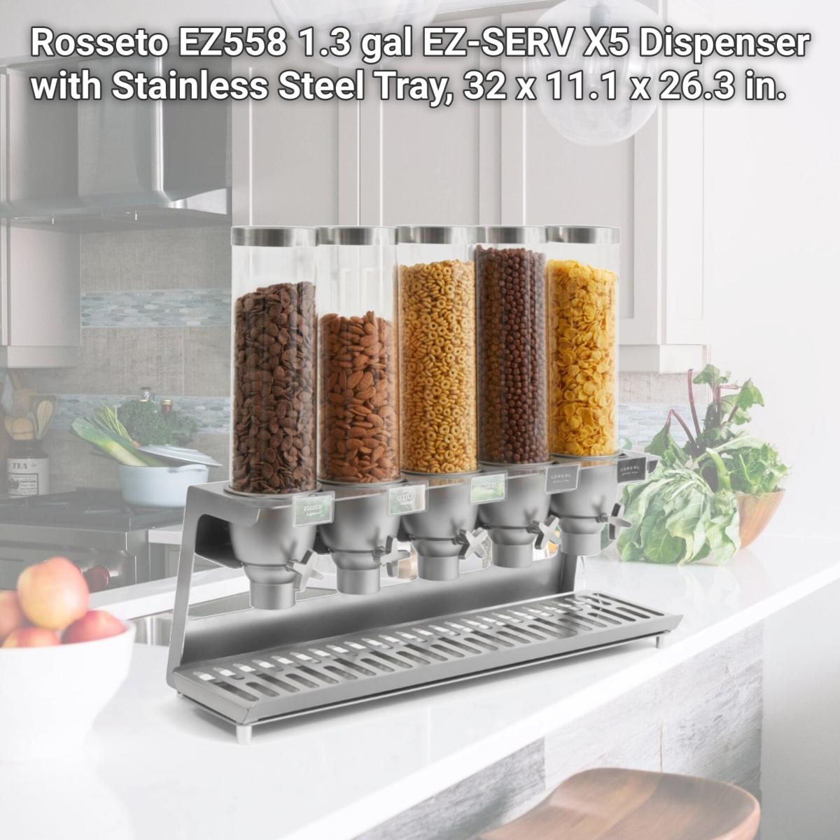Picture of Rosseto EZ558 1.3 gal EZ-SERV X5 Dispenser with Stainless Steel Tray, 32 x 11.1 x 26.3 in.