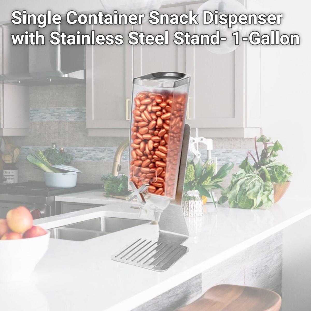 Picture of Rosseto Serving Solutions EZ513 Single Container Snack Dispenser with Stainless Steel Stand- 1-Gallon