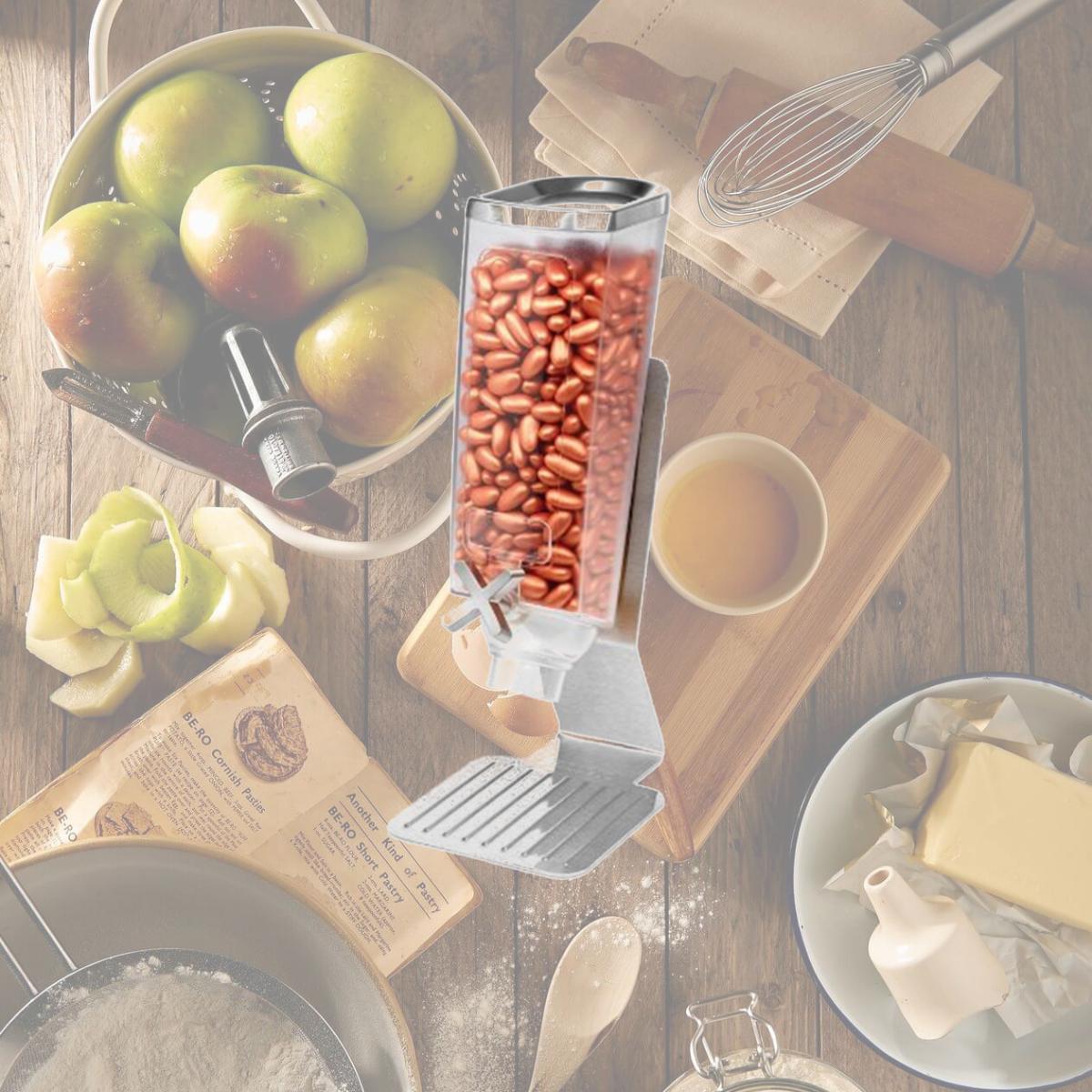 Picture of Rosseto Serving Solutions EZ513 Single Container Snack Dispenser with Stainless Steel Stand- 1-Gallon