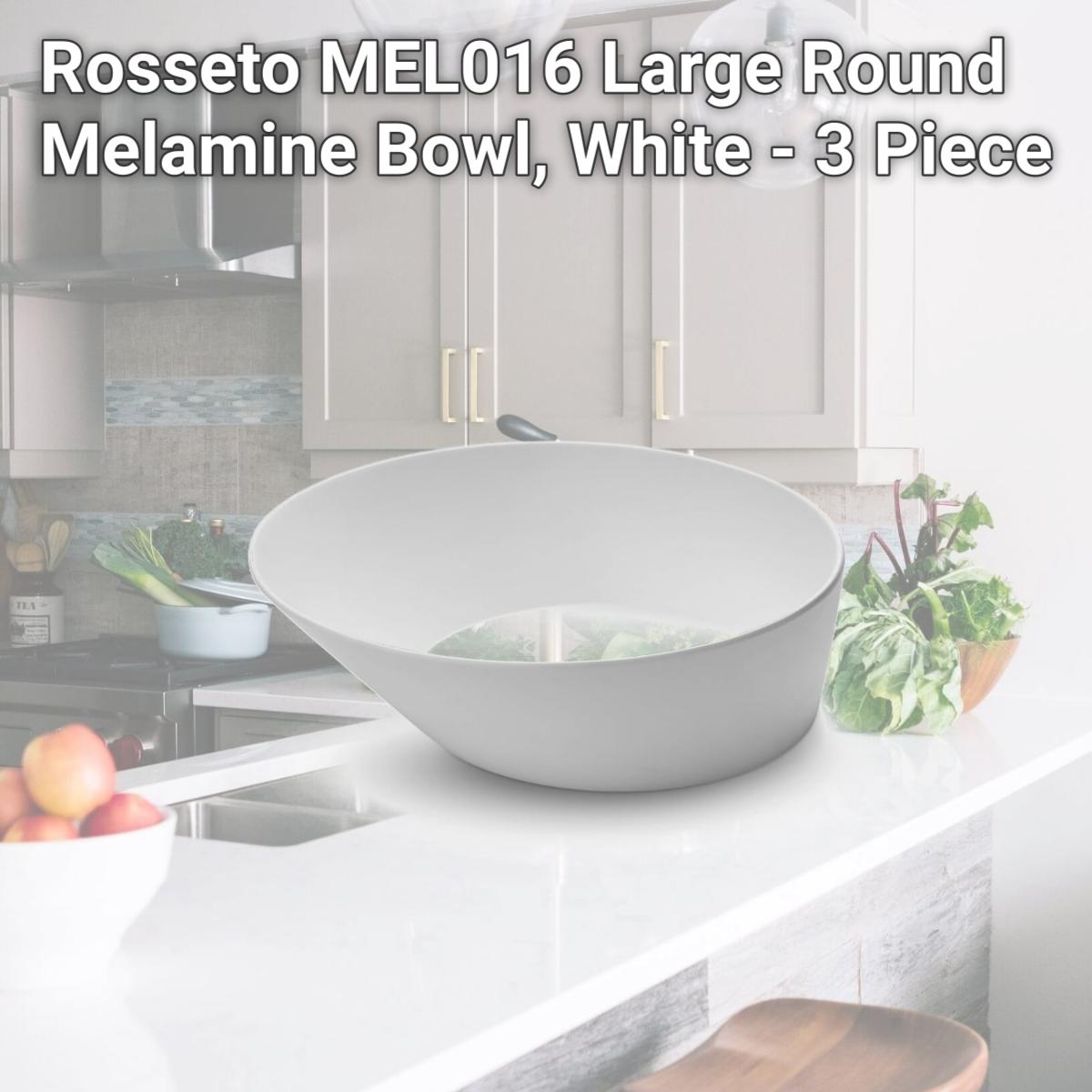 Picture of Rosseto MEL016 Large Round Melamine Bowl, White - 3 Piece