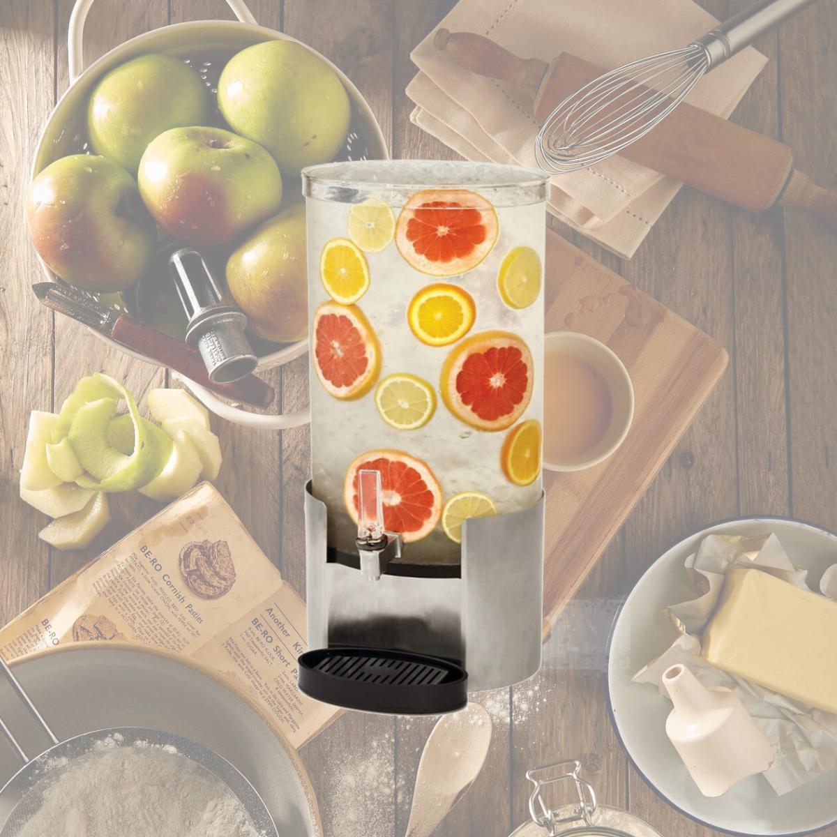Picture of Rosseto LD175 4 gal Elliptic Dispenser with Drip Tray & Stainless Steel Base