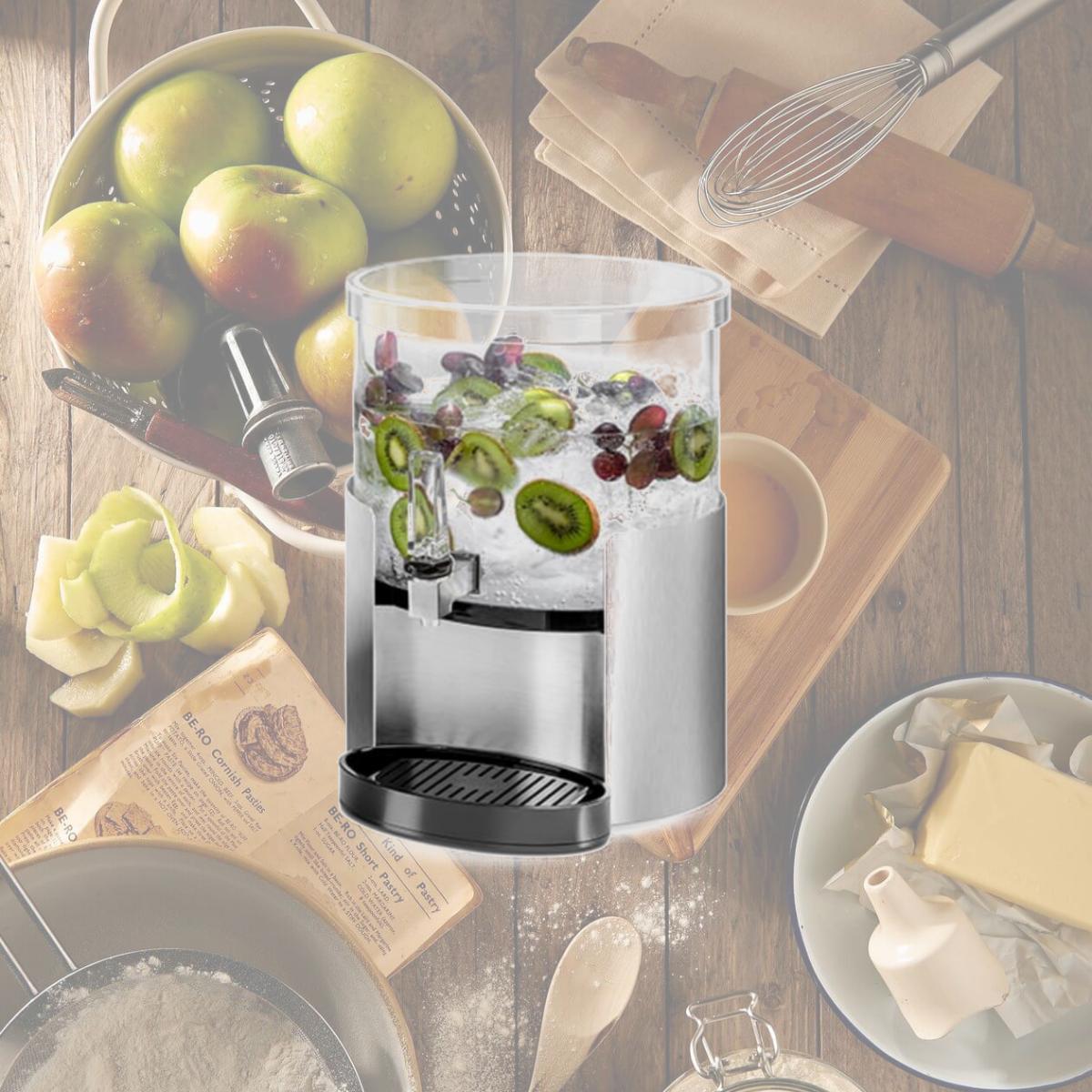 Picture of Rosseto LD177 2 gal Elliptic Dispenser with Drip Tray & Stainless Steel Base