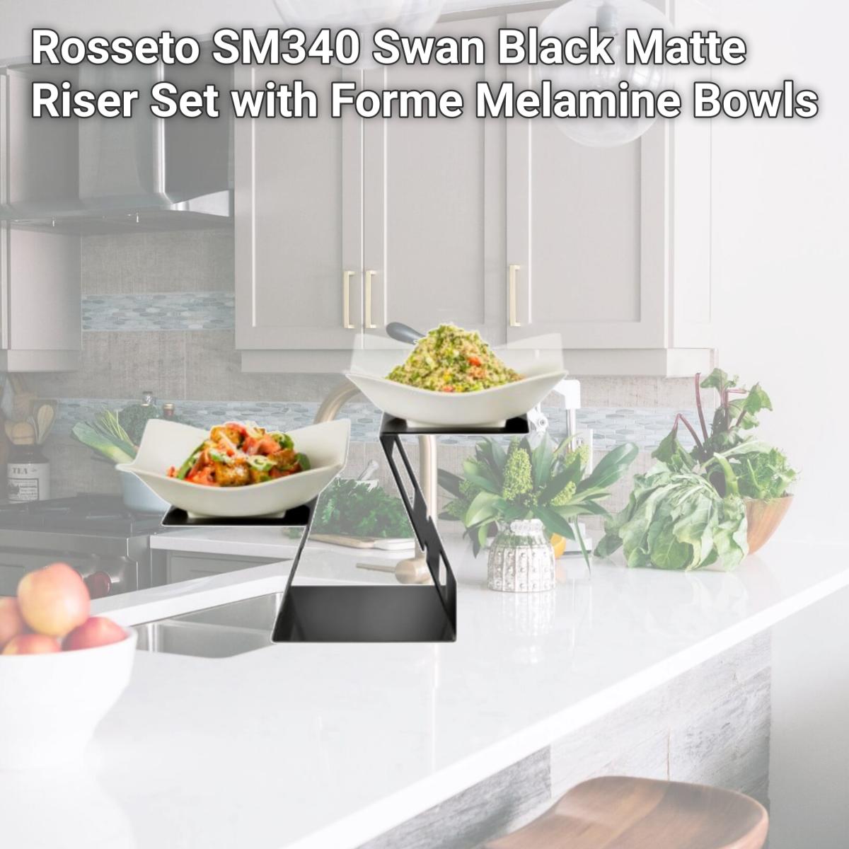 Picture of Rosseto SM340 Swan Black Matte Riser Set with Forme Melamine Bowls