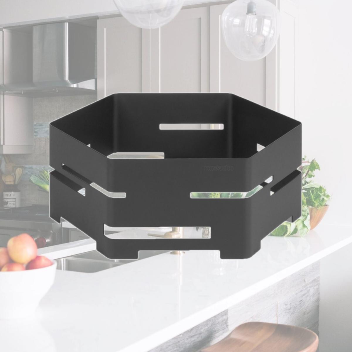 Picture of Rosseto Serving Solutions SM135 Steel Hexagon Buffet Riser - Large- Black Matte