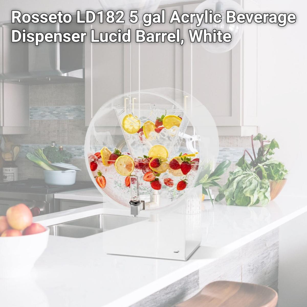 Picture of Rosseto LD182 5 gal Acrylic Beverage Dispenser Lucid Barrel, White