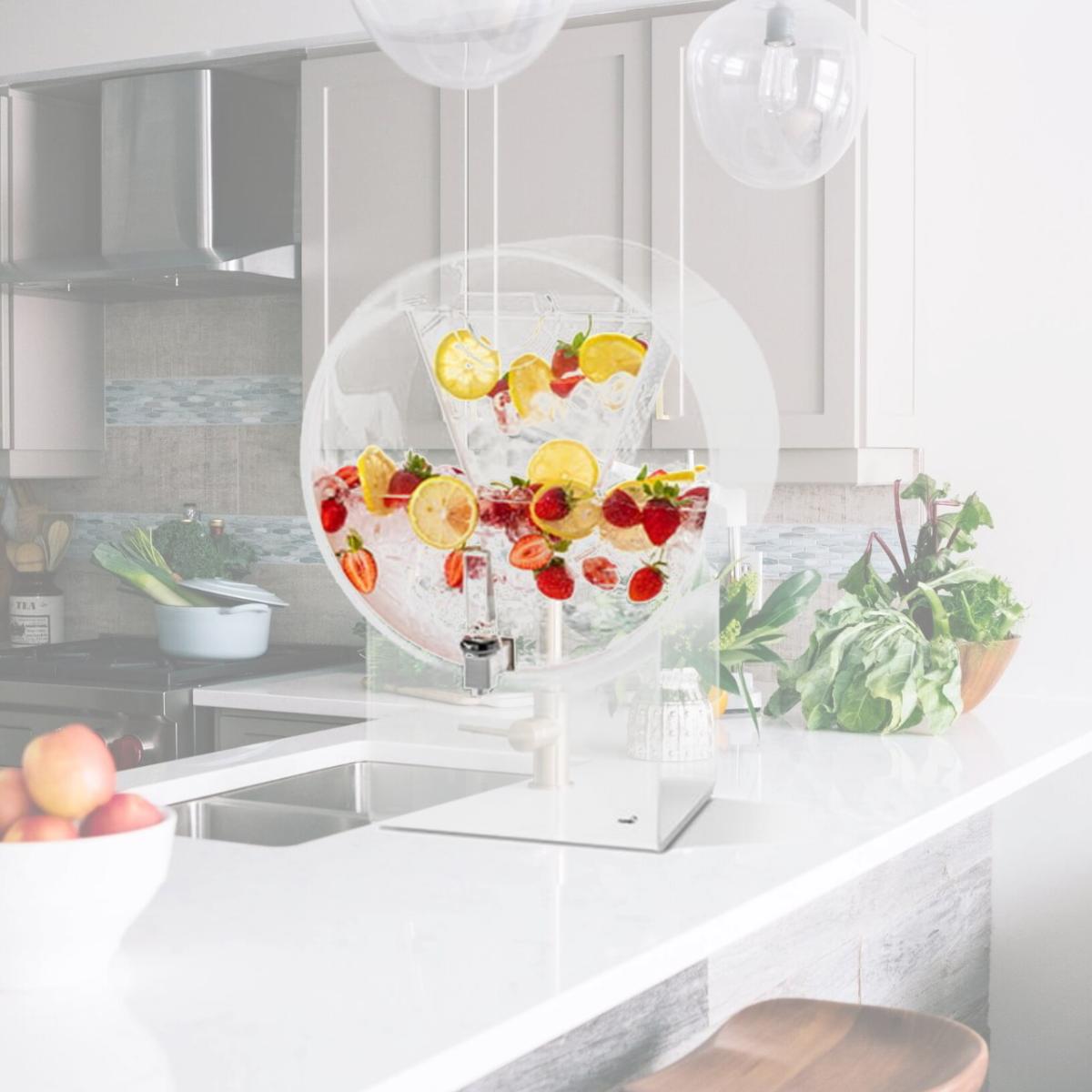 Picture of Rosseto LD182 5 gal Acrylic Beverage Dispenser Lucid Barrel, White
