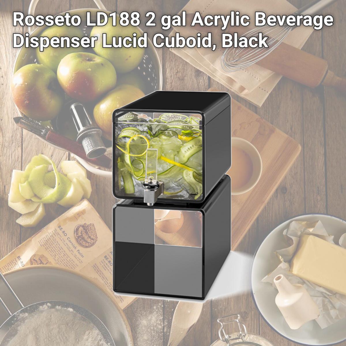 Picture of Rosseto LD188 2 gal Acrylic Beverage Dispenser Lucid Cuboid, Black