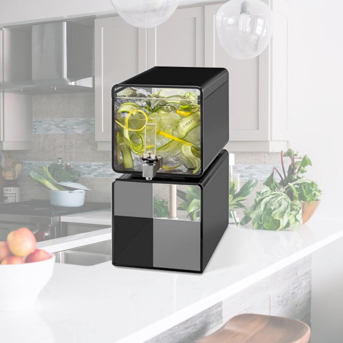 Picture of Rosseto LD188 2 gal Acrylic Beverage Dispenser Lucid Cuboid, Black