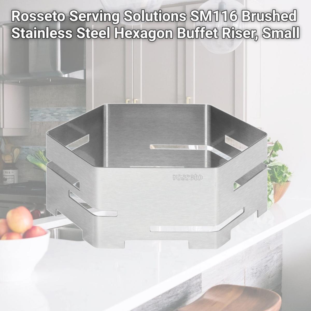 Picture of Rosseto Serving Solutions SM116 Brushed Stainless Steel Hexagon Buffet Riser, Small