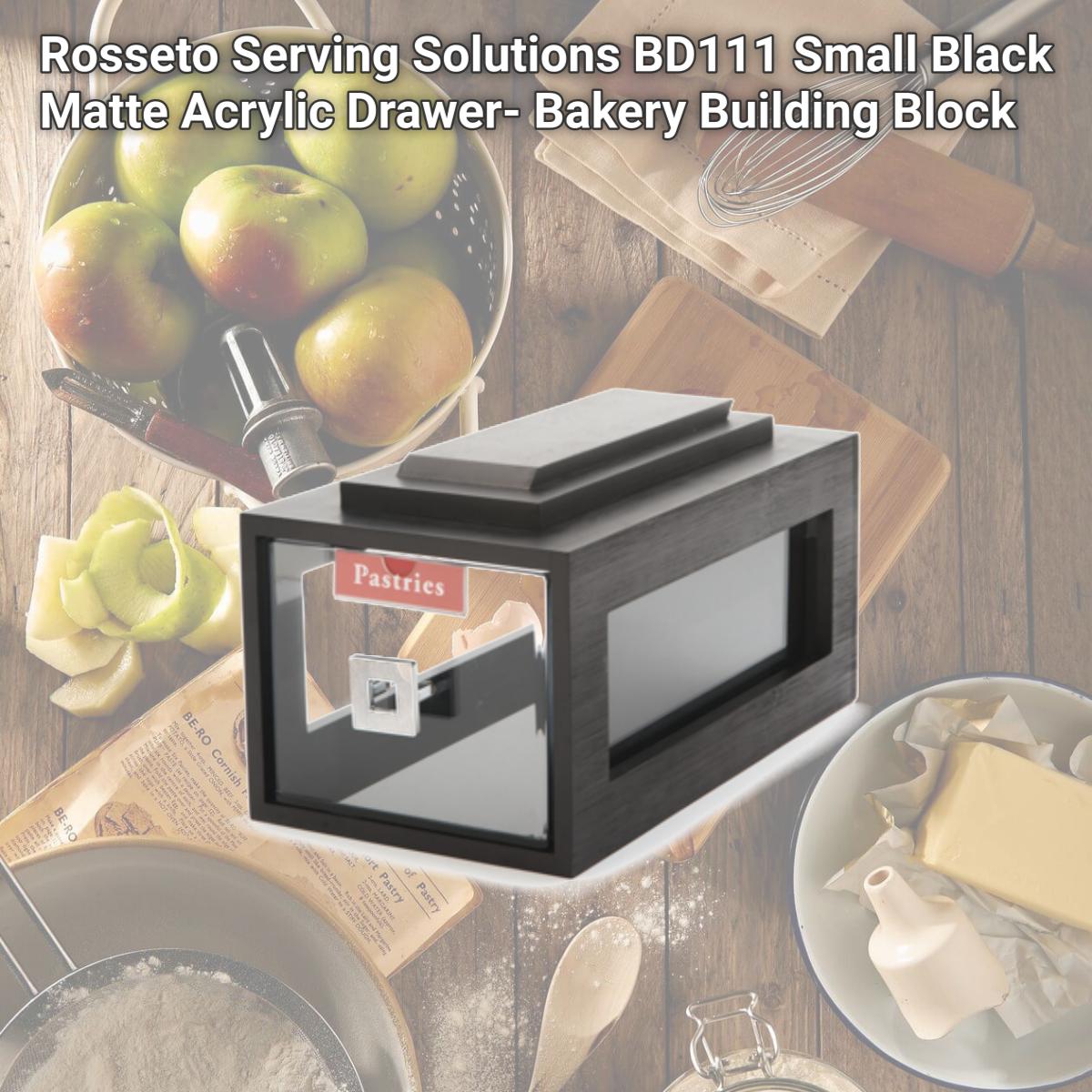 Picture of Rosseto Serving Solutions BD111 Small Black Matte Acrylic Drawer- Bakery Building Block