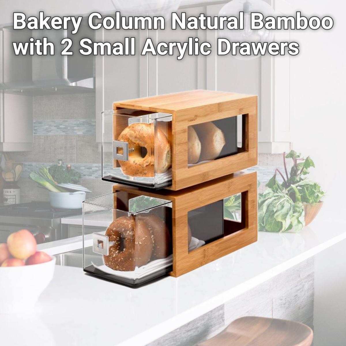Picture of Rosseto Serving Solutions BD102 Bakery Column Natural Bamboo with 2 Small Acrylic Drawers