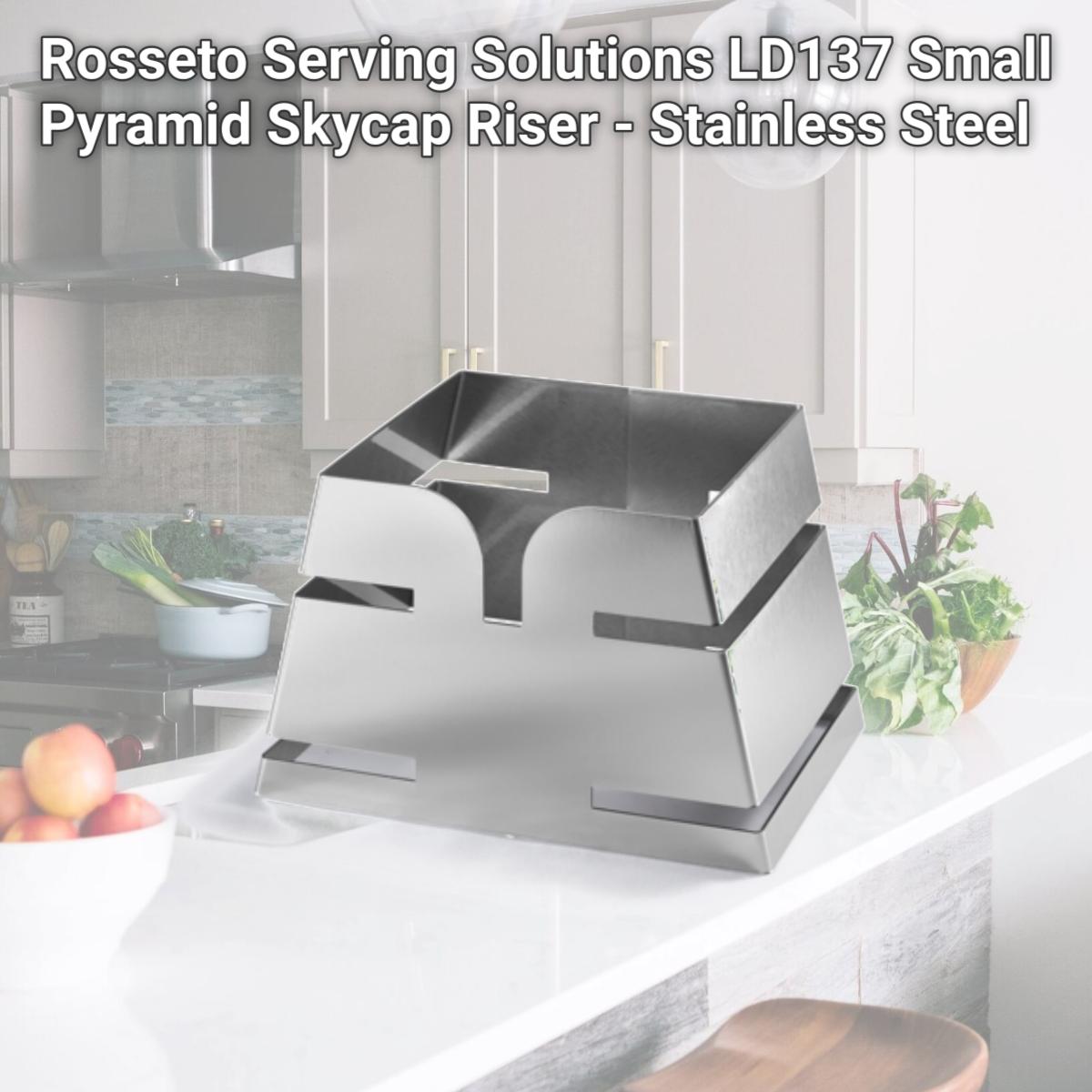 Picture of Rosseto Serving Solutions LD137 Small Pyramid Skycap Riser - Stainless Steel