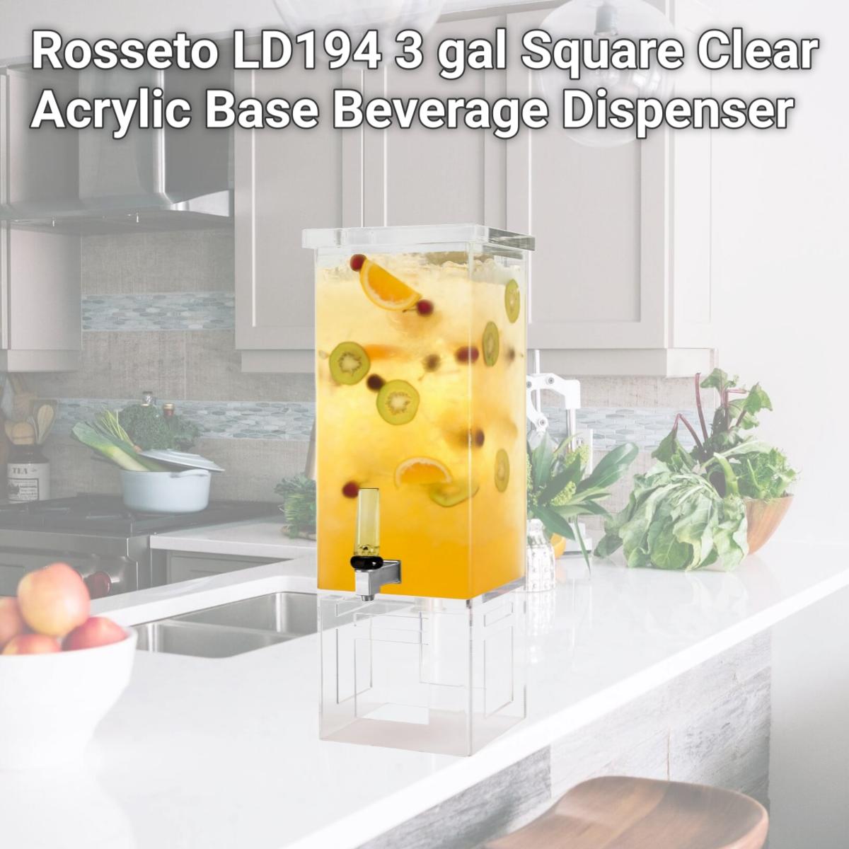 Picture of Rosseto LD194 3 gal Square Clear Acrylic Base Beverage Dispenser