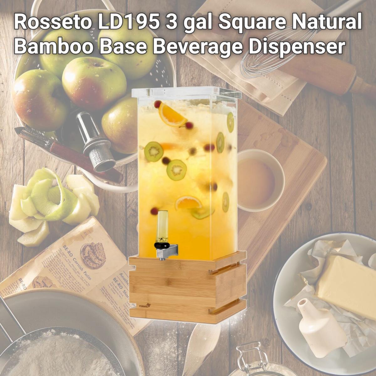Picture of Rosseto LD195 3 gal Square Natural Bamboo Base Beverage Dispenser
