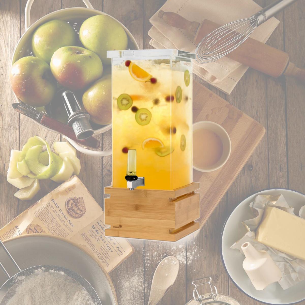 Picture of Rosseto LD195 3 gal Square Natural Bamboo Base Beverage Dispenser