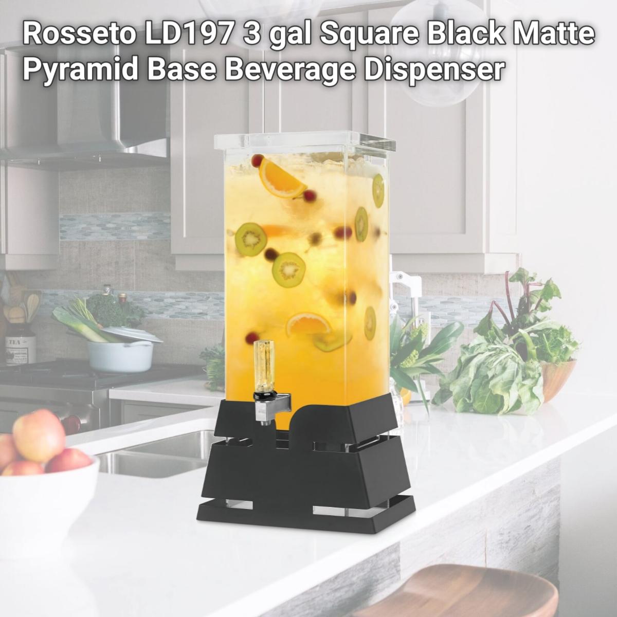 Picture of Rosseto LD197 3 gal Square Black Matte Pyramid Base Beverage Dispenser