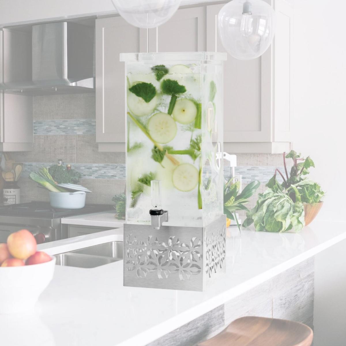 Picture of Rosseto LD198 3 gal Iris Square Acrylic & Stainless Steel Beverage Dispenser