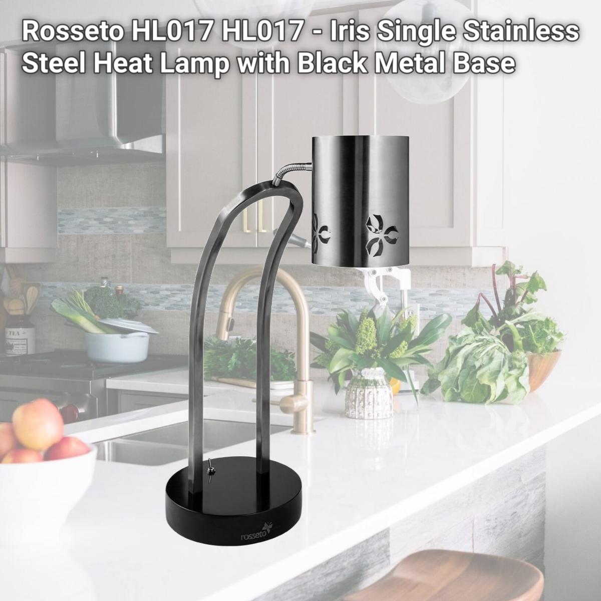 Picture of Rosseto HL017 HL017 - Iris Single Stainless Steel Heat Lamp with Black Metal Base