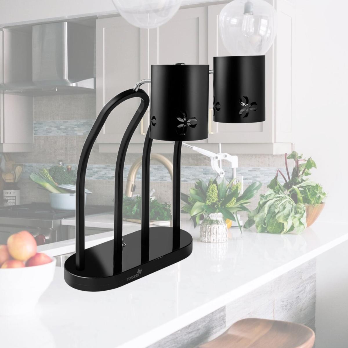 Picture of Rosseto HL020 HL020 - Iris Double Black Matte Heat Lamp with Black Metal Base