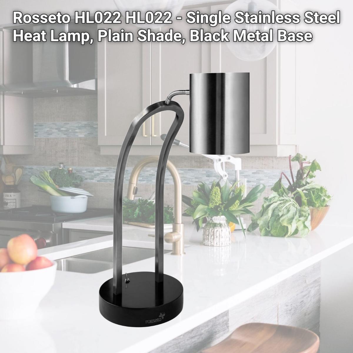 Picture of Rosseto HL022 HL022 - Single Stainless Steel Heat Lamp, Plain Shade, Black Metal Base