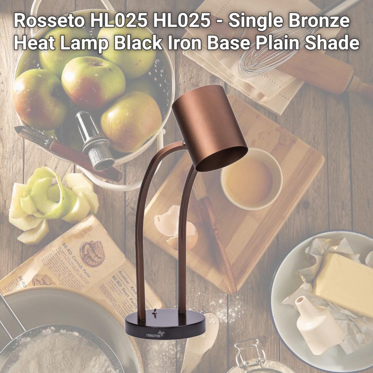 Picture of Rosseto HL025 HL025 - Single Bronze Heat Lamp Black Iron Base Plain Shade