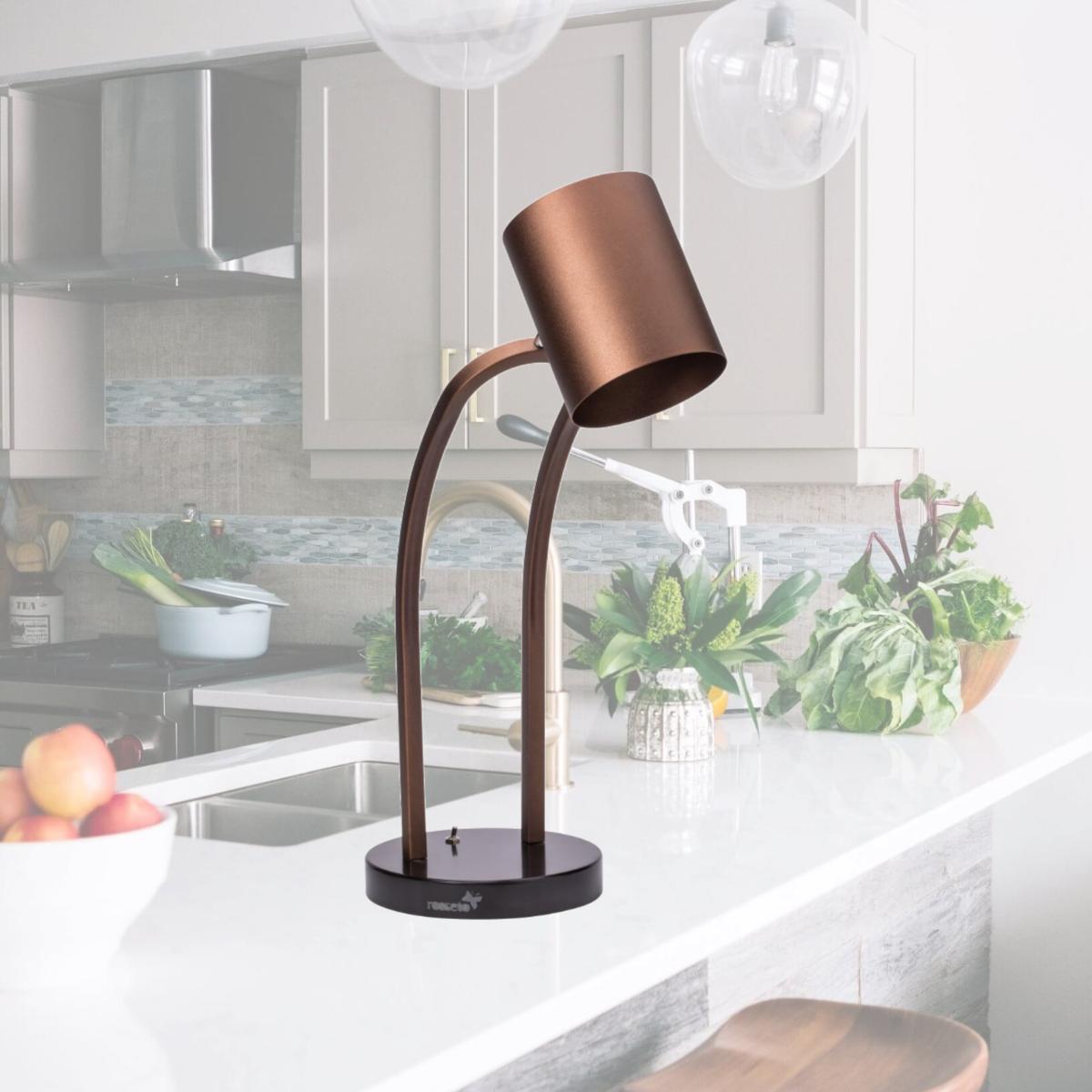 Picture of Rosseto HL025 HL025 - Single Bronze Heat Lamp Black Iron Base Plain Shade