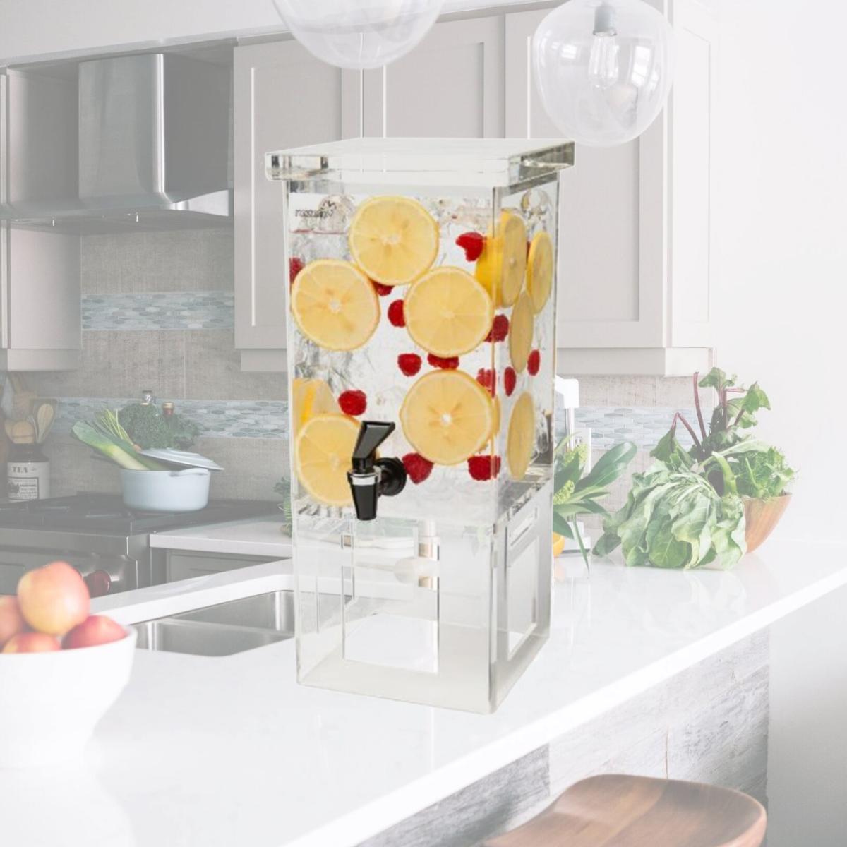 Picture of Rosseto Serving Solutions LD106 Acrylic Base Rectangle Beverage Dispenser- 1-Gallon
