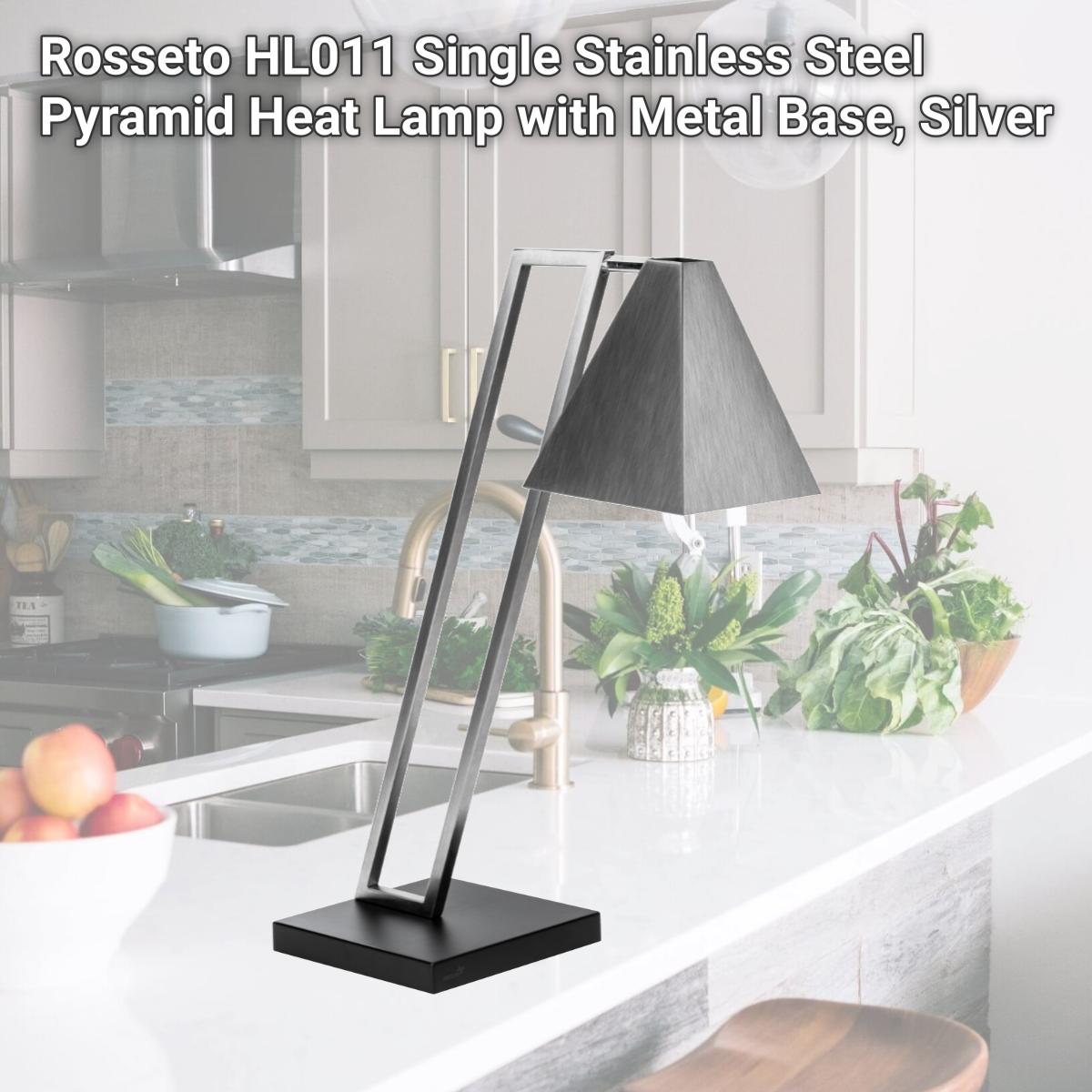 Picture of Rosseto HL011 Single Stainless Steel Pyramid Heat Lamp with Metal Base, Silver