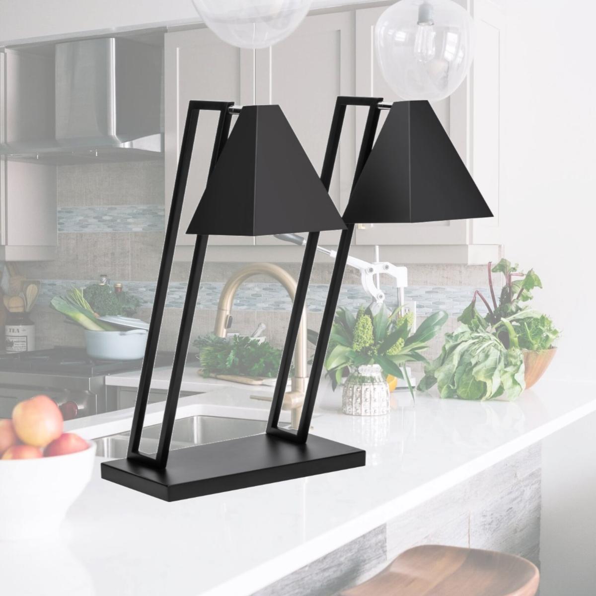 Picture of Rosseto HL015 Double Pyramid Heat Lamp with Metal Base, Black