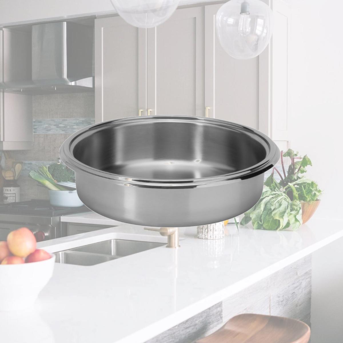 Picture of Rosseto CP102 Homestyle Round Chafer Induction Food Pan, Silver