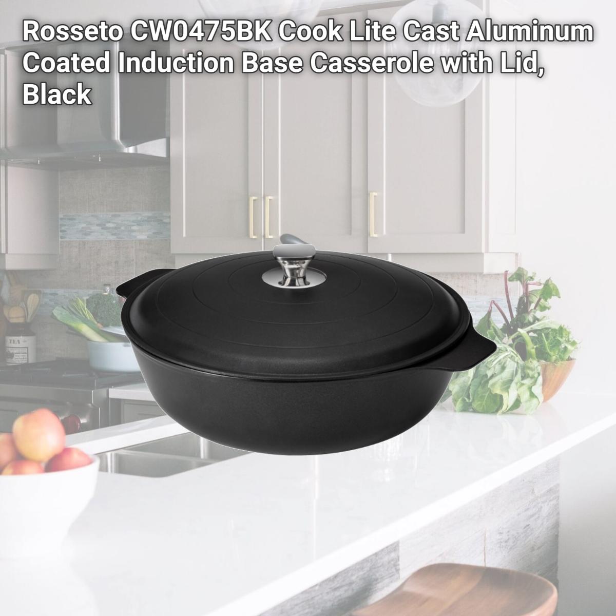 Picture of Rosseto CW0475BK Cook Lite Cast Aluminum Coated Induction Base Casserole with Lid, Black