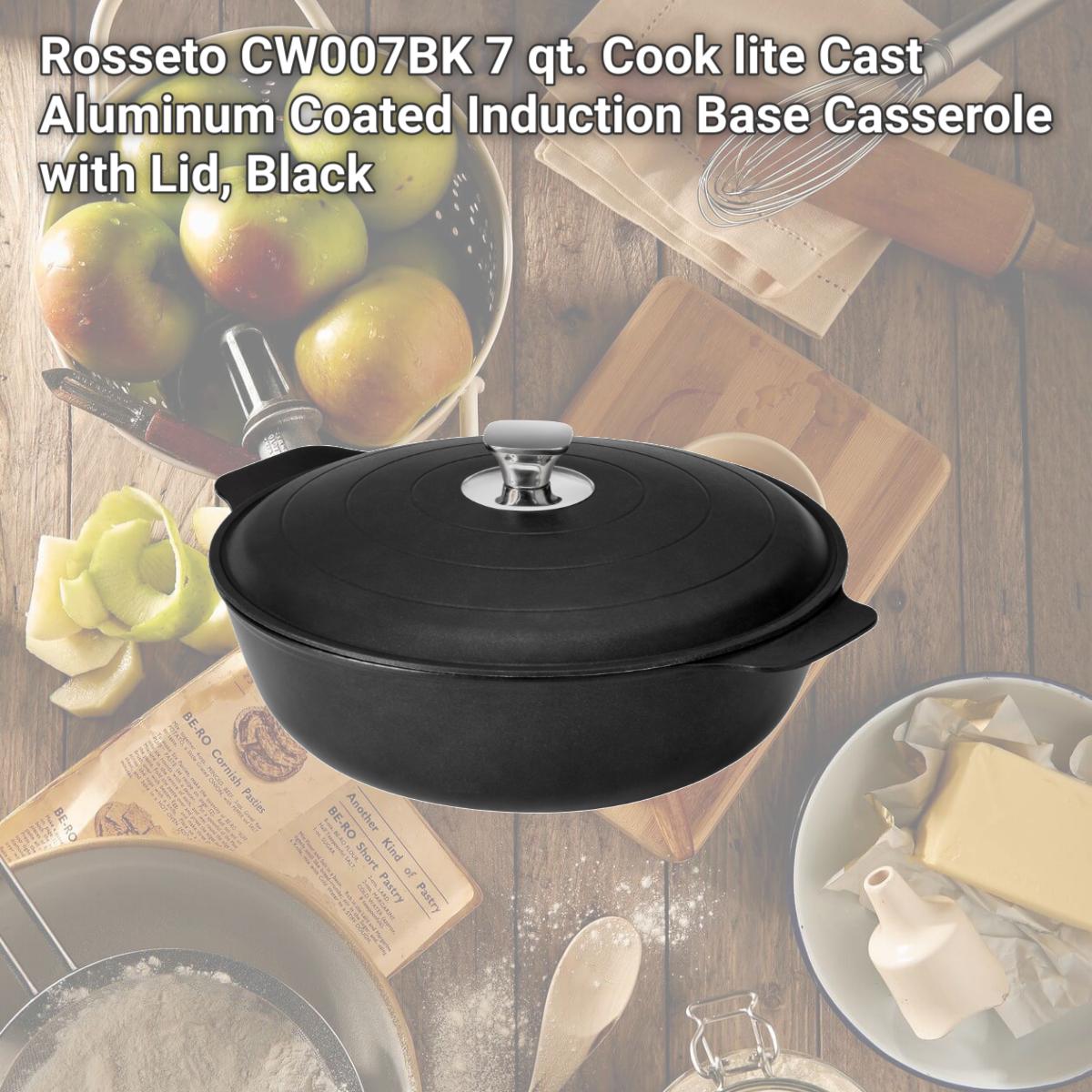 Picture of Rosseto CW007BK 7 qt. Cook lite Cast Aluminum Coated Induction Base Casserole with Lid, Black