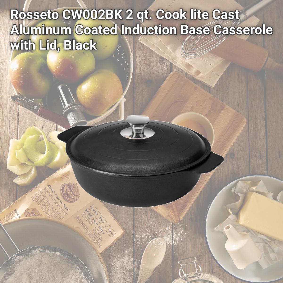 Picture of Rosseto CW002BK 2 qt. Cook lite Cast Aluminum Coated Induction Base Casserole with Lid, Black