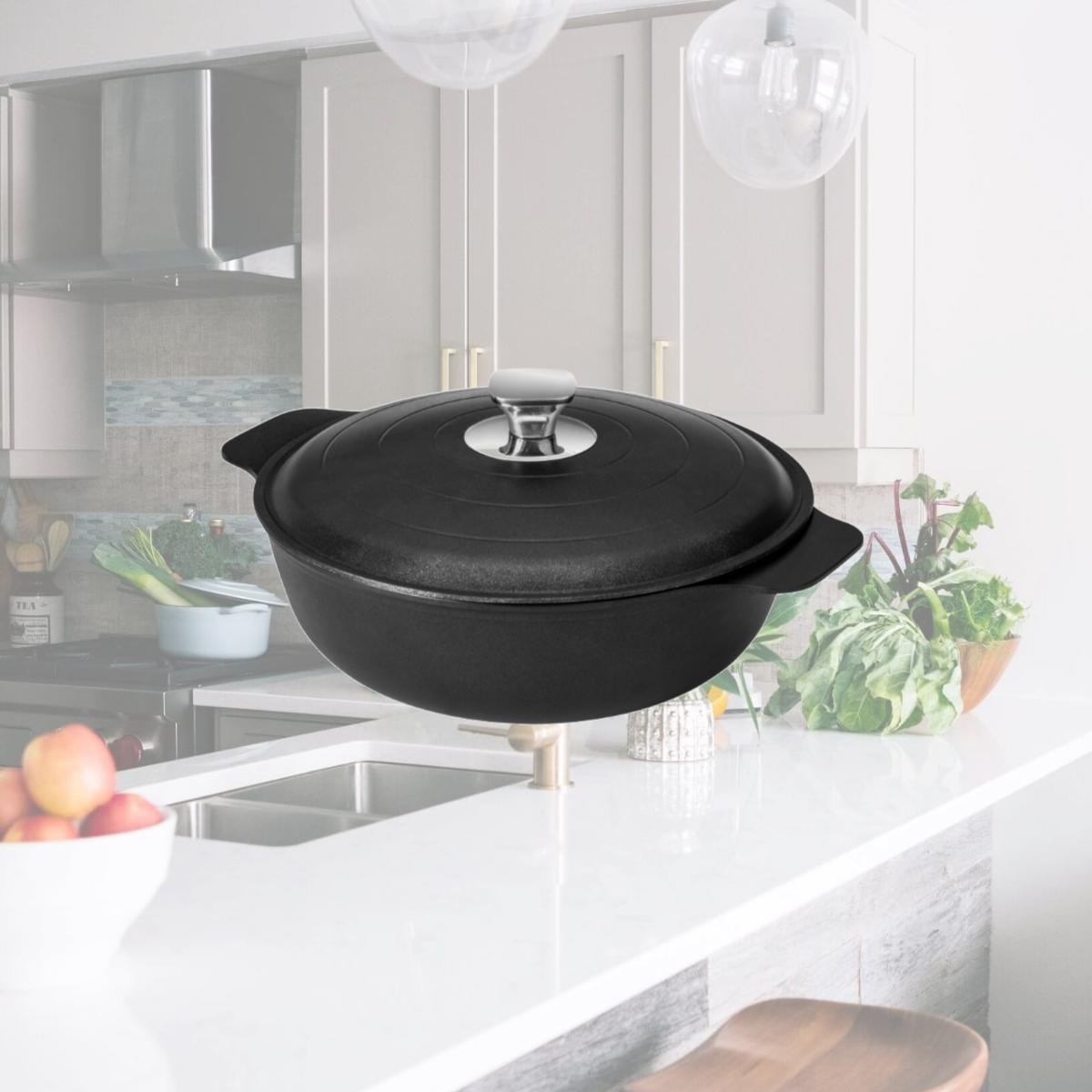 Picture of Rosseto CW002BK 2 qt. Cook lite Cast Aluminum Coated Induction Base Casserole with Lid, Black