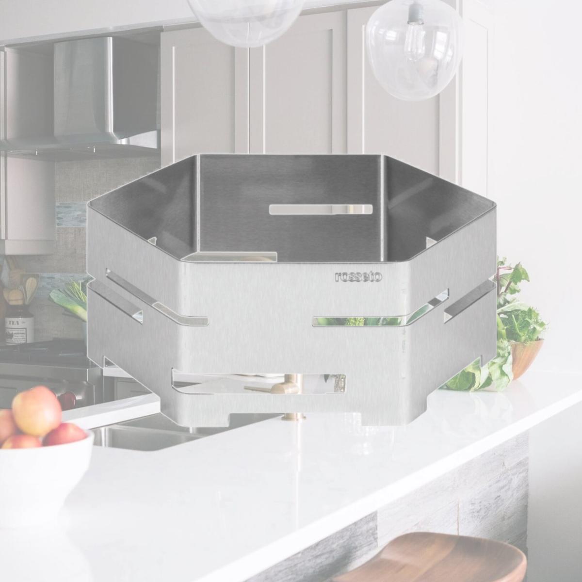 Picture of Rosseto Serving Solutions SM117 Brushed Stainless Steel Hexagon Buffet Riser- Medium
