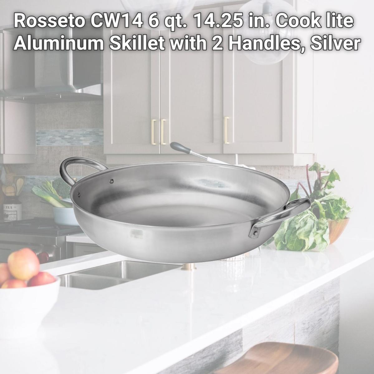 Picture of Rosseto CW14 6 qt. 14.25 in. Cook lite Aluminum Skillet with 2 Handles, Silver