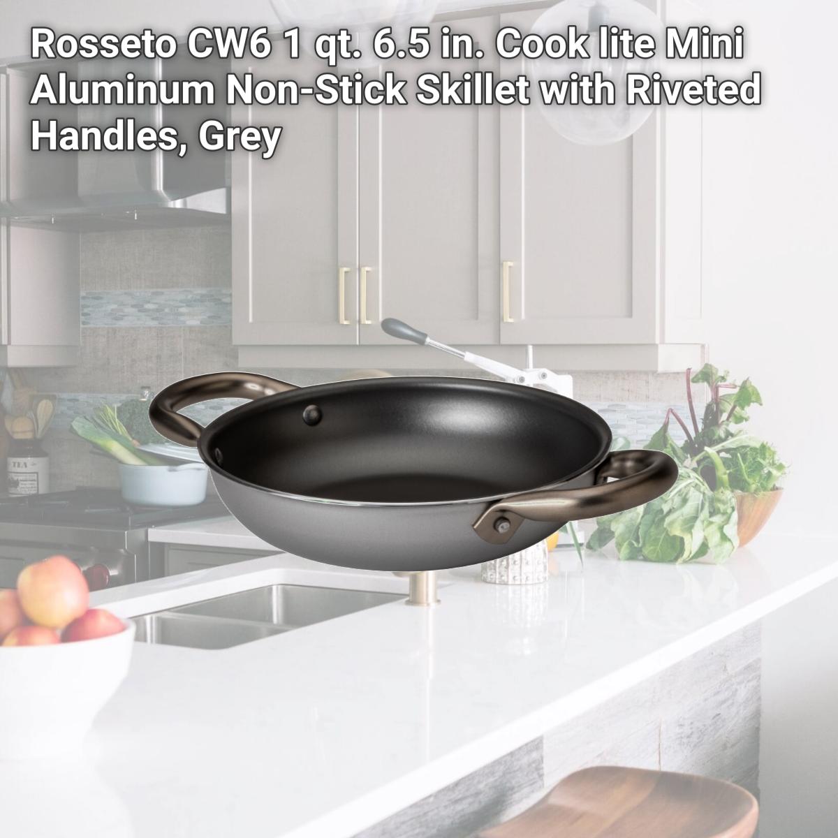 Picture of Rosseto CW6 1 qt. 6.5 in. Cook lite Mini Aluminum Non-Stick Skillet with Riveted Handles, Grey