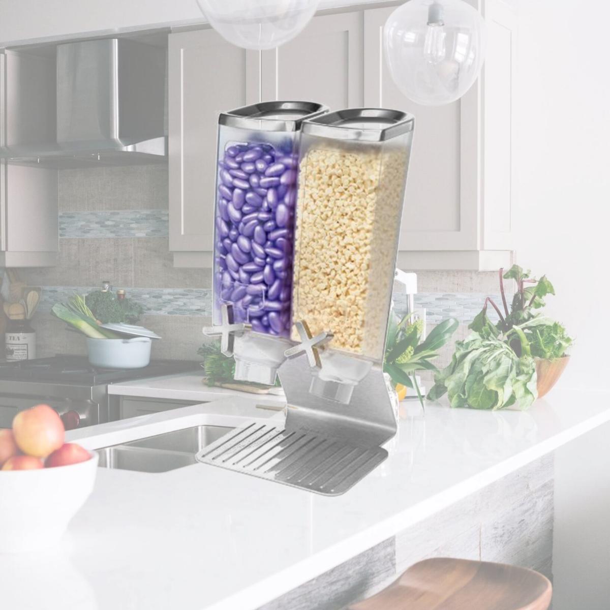 Picture of Rosseto Serving Solutions EZ514 2-Container Snack Dispenser with Stainless Steel Stand