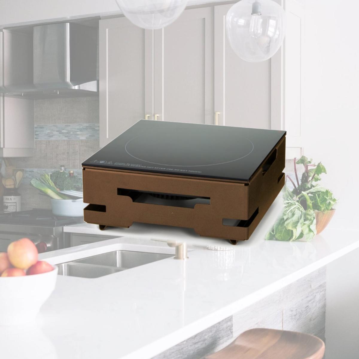 Picture of Rosseto SM395 5 in. 120V 60Hz Multi-Chef SGL Touch Top Induction Heater with Bronze Matte Base - Brown