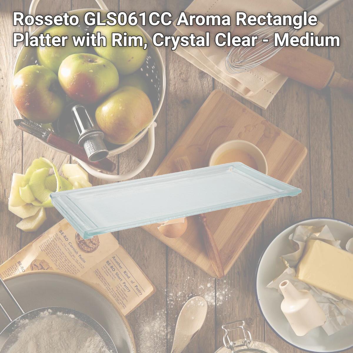 Picture of Rosseto GLS061CC Aroma Rectangle Platter with Rim, Crystal Clear - Medium