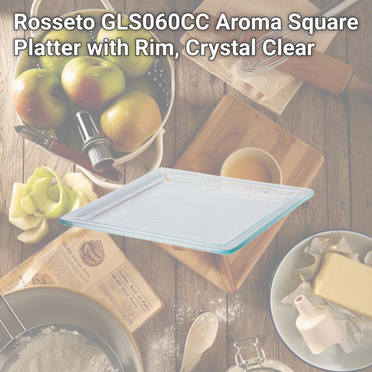 Picture of Rosseto GLS060CC Aroma Square Platter with Rim, Crystal Clear